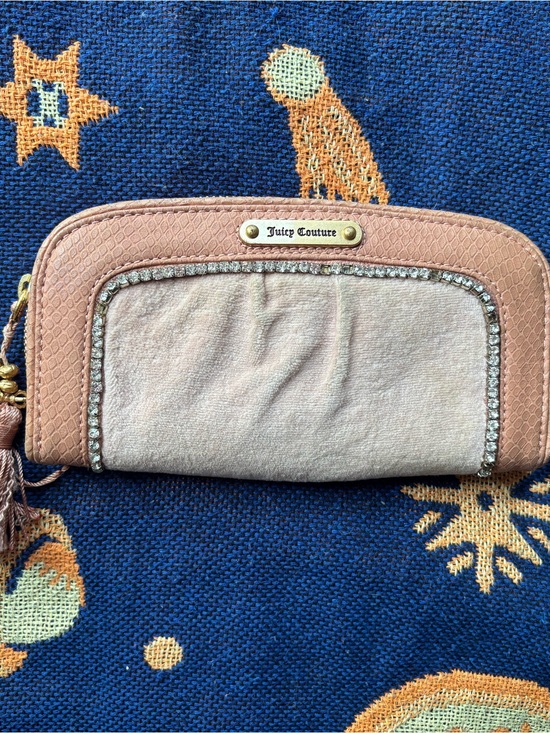 Juicy Couture Handbags - Juicy Couture Blush Pink Zip-Around Wallet with Rhinestone Trim